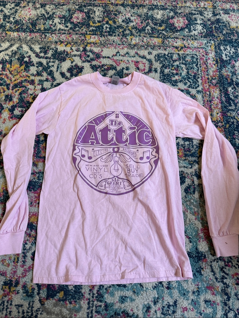 The Attic Long Sleeve Graphic Tee - Light Pink